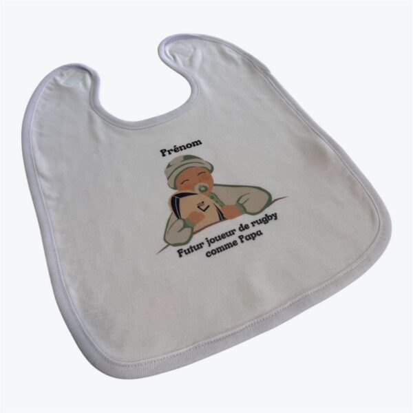 Bavoir personnalisable bébé terre de rugby